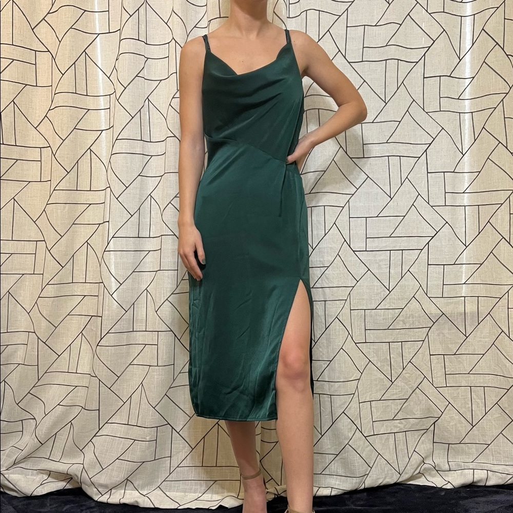 Green slip dress